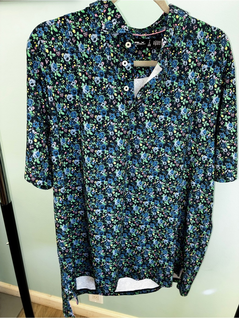 RLX Ralph Lauren Classic Fit Airflow Polo Savanna Floral Navy Multi XL